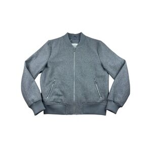 Levi's Women's Bomber Jacket Large L Gray Wool Blend Full Zip Casual Soft Coat